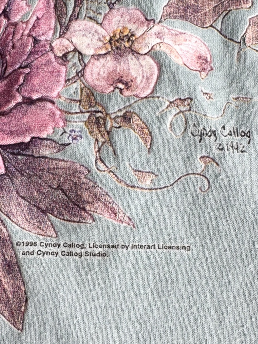 Vtg 90s Pigeon Forge TN Bird Floral Tee L 21x26 Teal Nature Fruit of the Loom - Picture 6 of 13